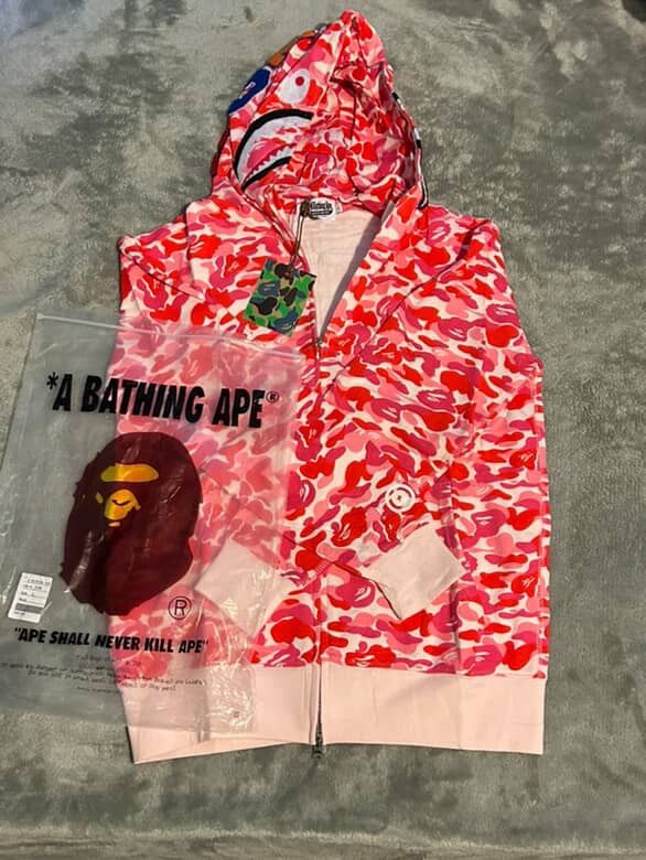 pink bape hoodie