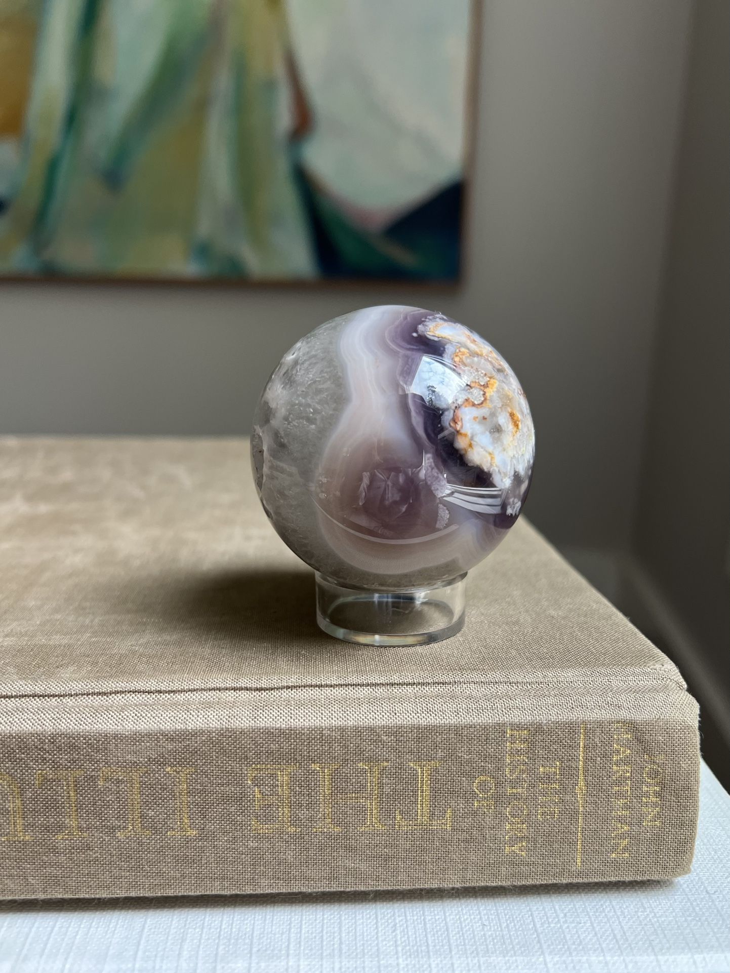 Crazy Lace Amethyst Agate Sphere ( firm on price )