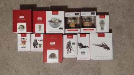 Hallmark Keepsake Ornament Lot 12 - Star Wars Mandalorian Grogu Boba Fett Dune Mickey ($50 OBO)