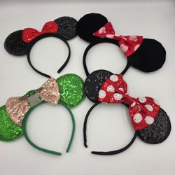 Disney Inspired Handmade Ears 3  Minnie Mouse & 1 Green Grogu Mandalorian Set 4 