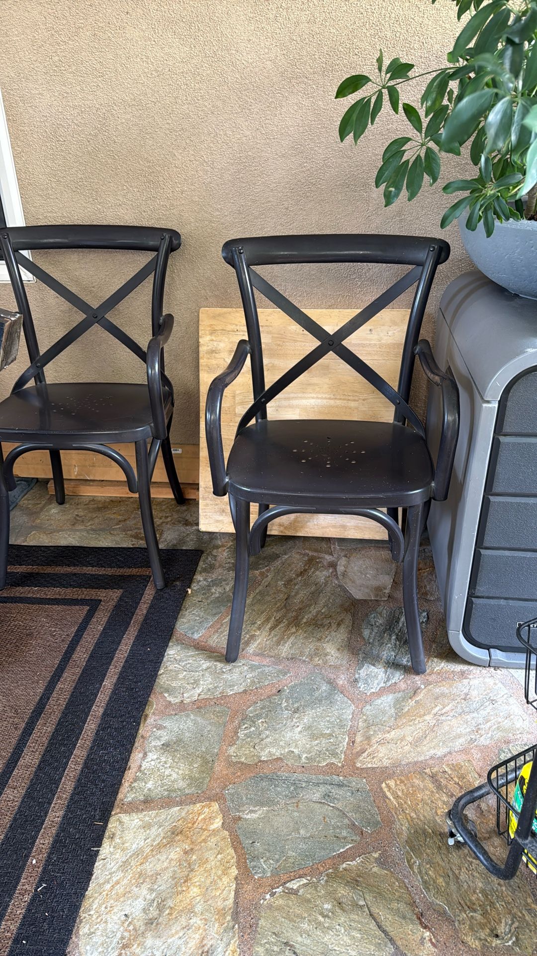 Restoration Hardware Black Metal Dinning Chairs W/ Arms
