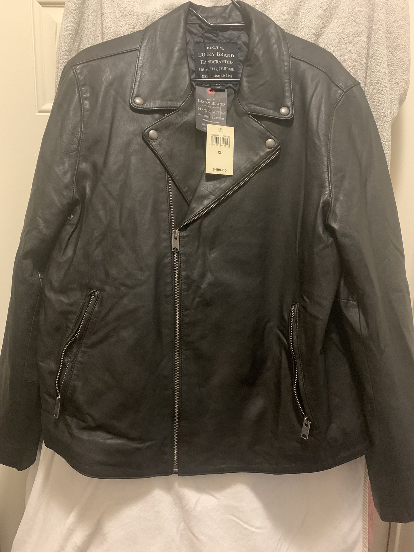 Lucky Brand Leather Jacket, Black, XL