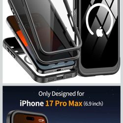 Magnetic for iPhone 17 Pro Max Case, [Compatible with Magsafe] Built-in 9H & Privacy Screen Protector, [Military Grade Protection] Shockproof Anti Spy