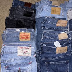 Hollister, Levis, Calvin Klein, True Religion, American Eagle, Cinch, & Harley Davidson jeans for sale