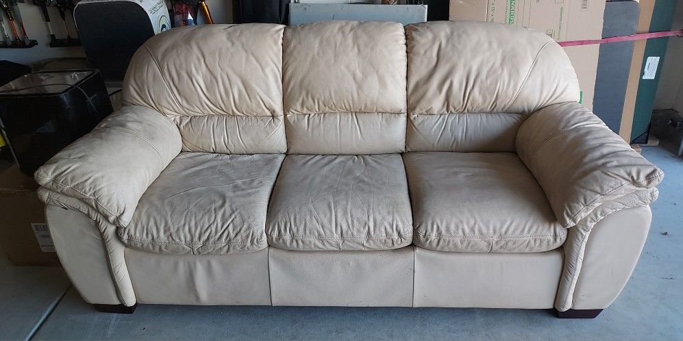 Leather Couch W/ Queen Size Sleeper