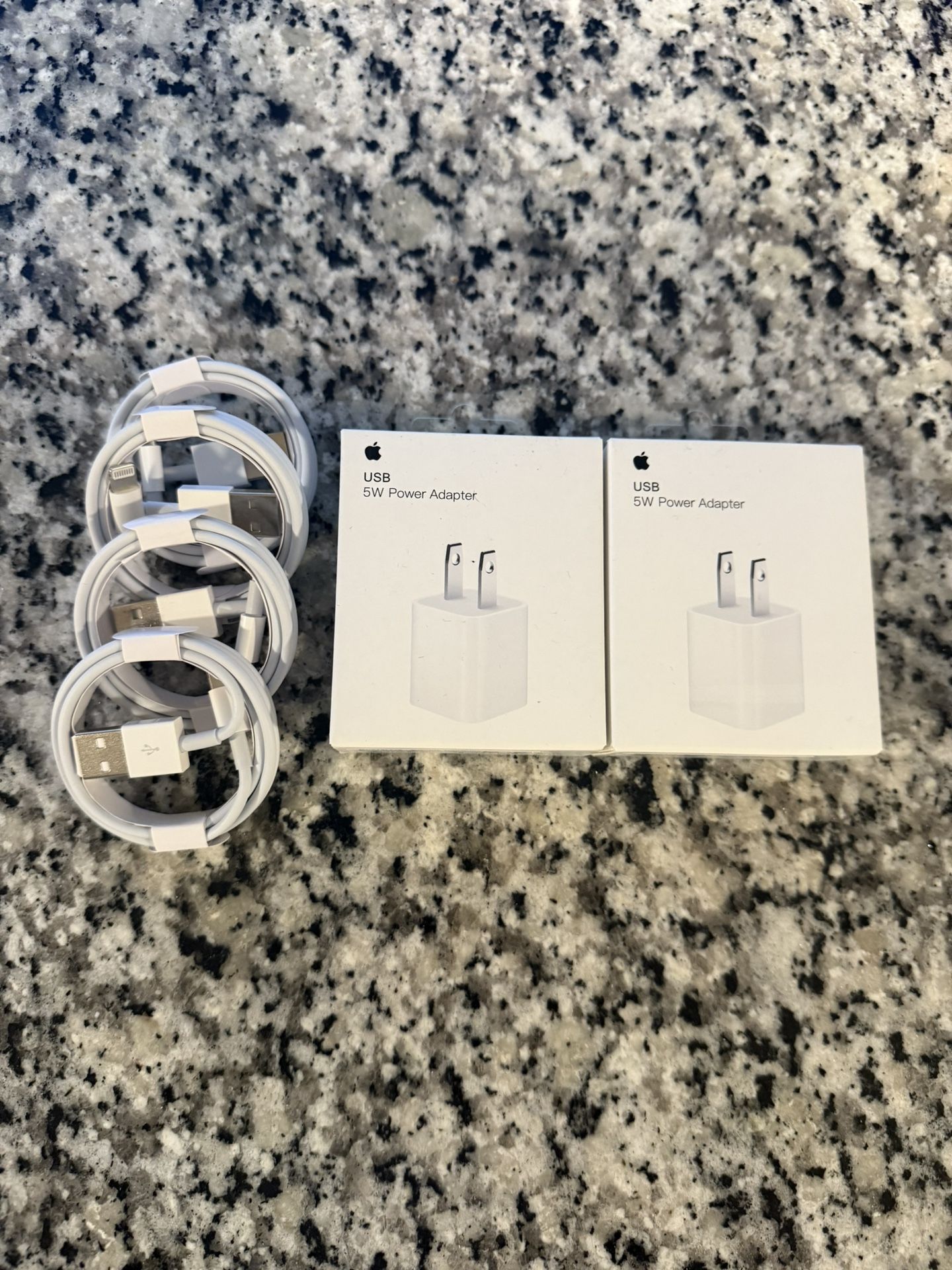 Apple USB Lightning 3ft iPhone Charger Cables Plus 2 Adapter
