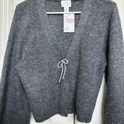 Rhinestone-bow cardigan