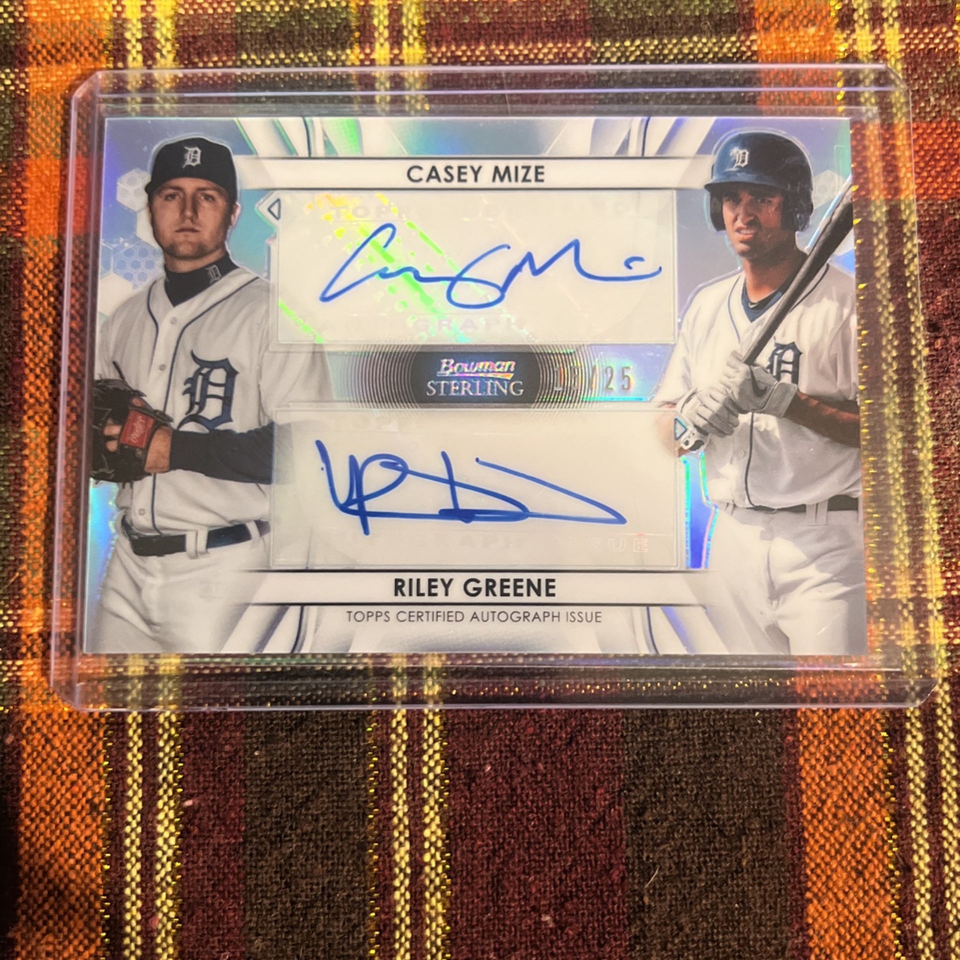 Topps Bowman Sterling Tiger Dual Autograph Baseball Card