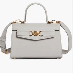 NEW Versace Medusa ’95 Mini Tote Bag Gray Leather Gold Hardware w/ Dust Bag