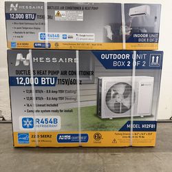 Hessaire DIY 22 SEER2 12,000 BTU Wi-Fi 1-Ton Ductless Mini Split Air Conditioner and Heat Pump Variable Speed Inverter-115-Volt