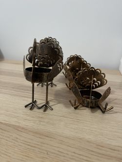 Metal Turkey Candle Holders 