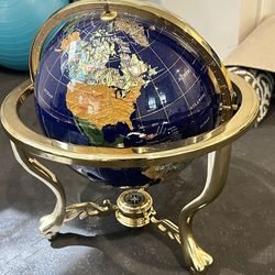 World Globe With Brass Base