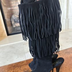 Knee High Shaggy Heels