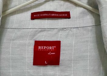 Report Collection Light Blue Long Sleeve Casual 100% Linen Shirt Size L