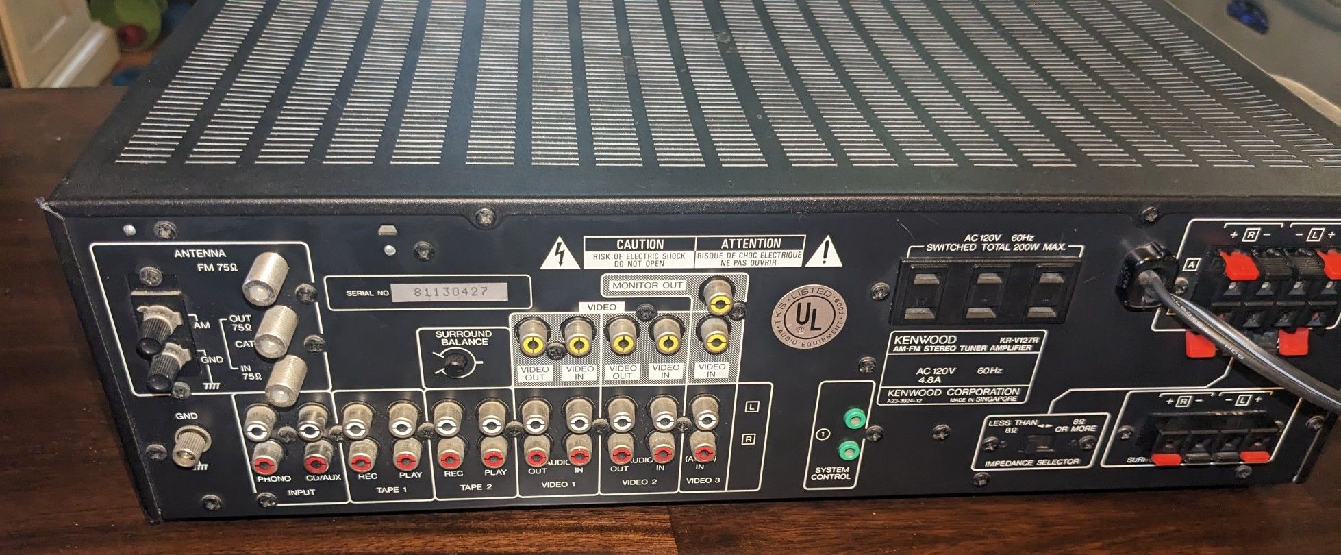 KENWOOD KR-V127R STEREO RECEIVER WITH OEM REMOTE