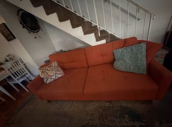 Bonavista Orange Mid-Century Modern Polyester Sofa