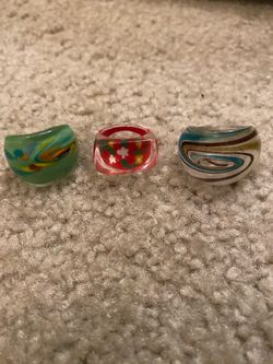 Set of 3 Colorful Glass Rings