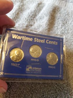 1943 Wartime Steel Cents Set P D S Littleton