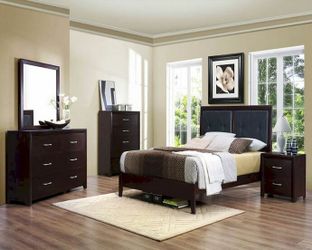 Brand new cherry queen bedframe, dresser, mirror, nightstand