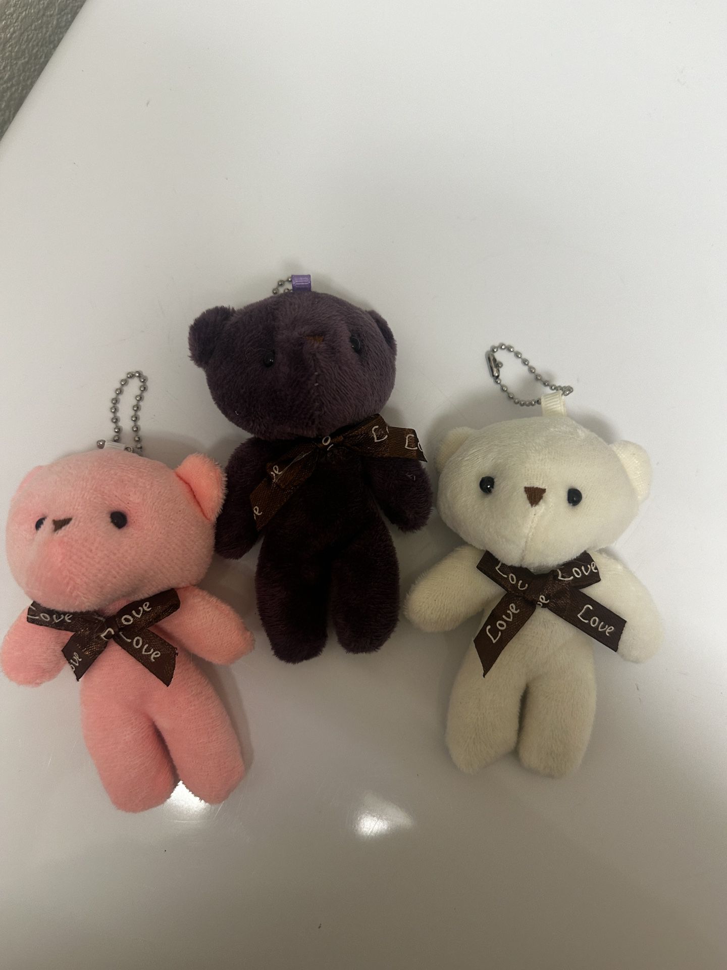 3 Soft Bear Keychains 