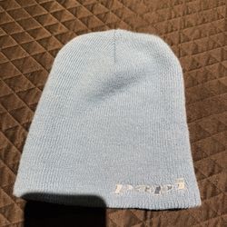 Papi Beanie Light Blue Knit Hat Streetwear Y2K Trend Winter Cap