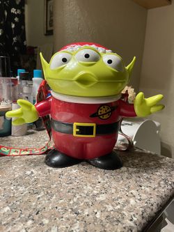 Disney Holiday Toy Story Popcorn Bucket Green Alien as Santa Claus Christmas
