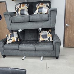 Sofa And Loveseat 🩶 Grey Fabric 
