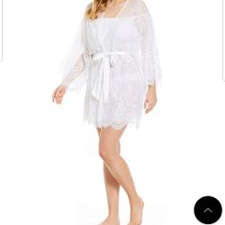 Bridal Lace Robe (White) Plus Size