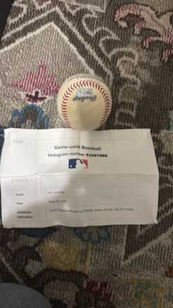 MLB Game-Used Baseball Chipper Jones Foul Tip 2011