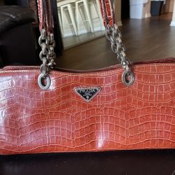 Prada Croc Embossed shoulder bag
