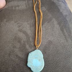 Turquoise And Leather Necklace 