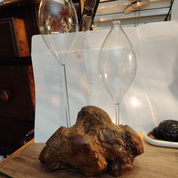 Burlwood Candle Oil Burning Lamp Vintage