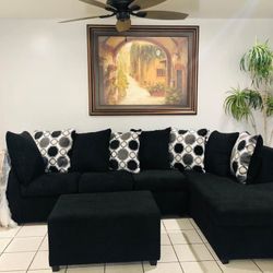 Black Sectional With Ottoman Brand New And Packed ¡¡IN STOCK!!
