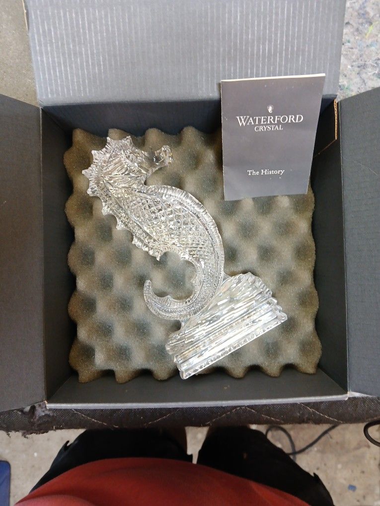 Waterford Crystal Seahorse Figurine 7" Clear Paperweight Ireland