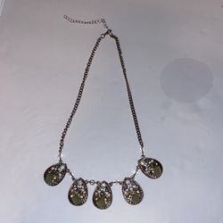 Beautiful Olive And Opal Costume Necklace