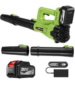 Cordless Leaf Blower: 580CFM/160MPH, with 4.0Ah Battery & Charger