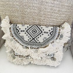 Francesca’s Beaded Clutch with Silver Chain – Brand New w/ Tags