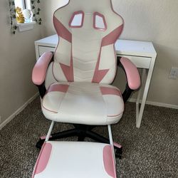 Pink And White Gaming Chair / Office/ Room Chair 