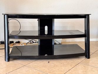 Black Glass 3-Tier TV Stand