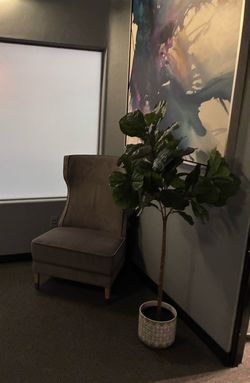 Gray upholstered accent chair