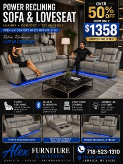 🔥 OVER 50% OFF! 🔥  POWER RECLINING SOFA & LOVESEAT Now ONLY $1358!  Experience luxury, comfort & technology all in one set!