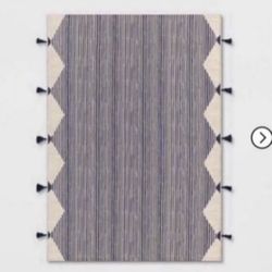 5ft X 7ft Linear Global Stripe Outdoor Rug Navy Ivory Project 62 Carpet!!!!