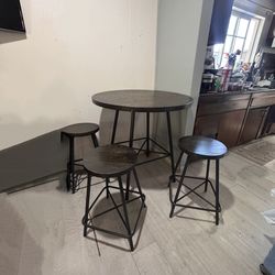 Kitchen round table, bar stools, tall table, round chairs 4pc