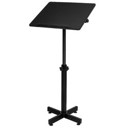 VINGLI Lectern Podium Stand Height Adjustable Mobile Podium for Speech Lecture Church Black