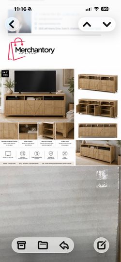 Farmhouse TV Stand with Cabinet Storage