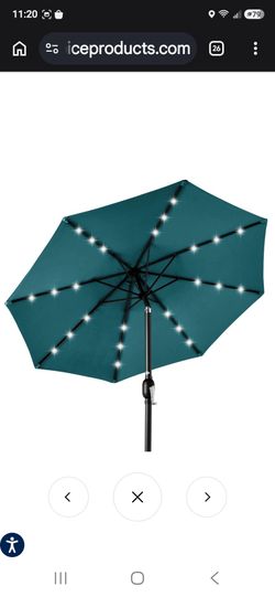 Solar LED Lighted Patio Umbrella w/ Tilt Adjustment, UV-Resistant - 10ft