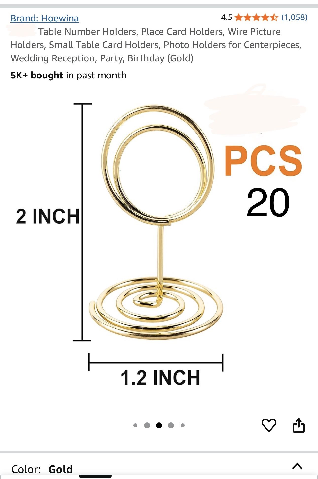 20 Place Card Holders (20 Pieces )