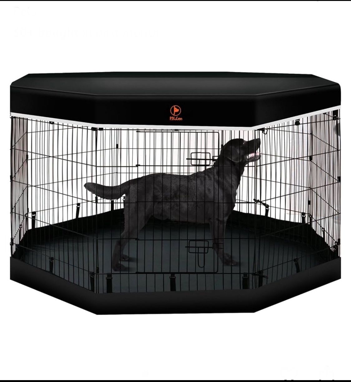 PJYuCien 36” 8 Panel Metal Foldable Indoor/Outdoor Dog Playpen With Top Cover & Bottom Pad For Medium & Large Pets, Black