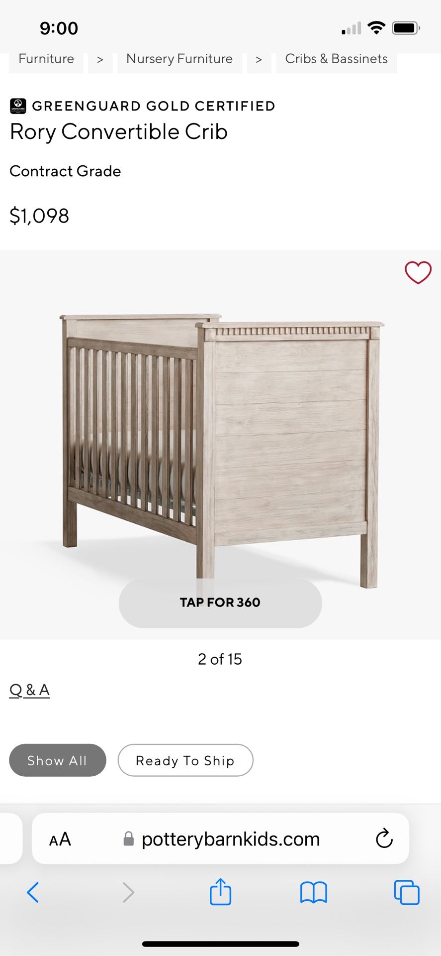 Baby Crib - From Pottery Barn Kids 