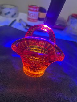 LE Smith Amberina Glass Basket